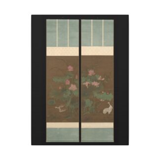 Lotus and Waterbirds · Pair of Historic Hanging Scrolls · Matte Canvas
