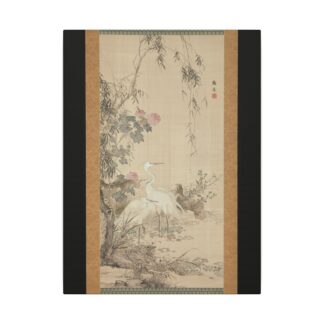 Egrets, Peonies, and Willows · Historic Hanging Scroll · Matte Canvas