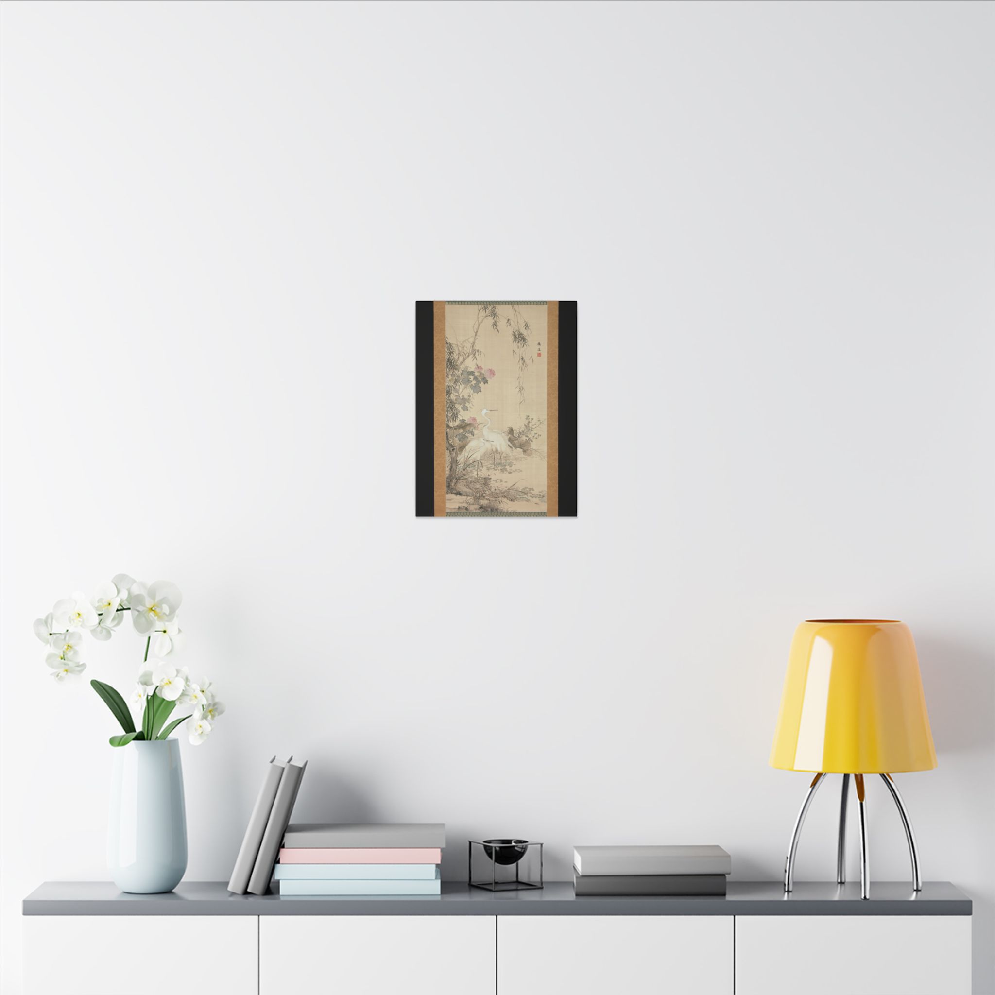 Egrets, Peonies, and Willows · Historic Hanging Scroll · Matte Canvas - Image 4